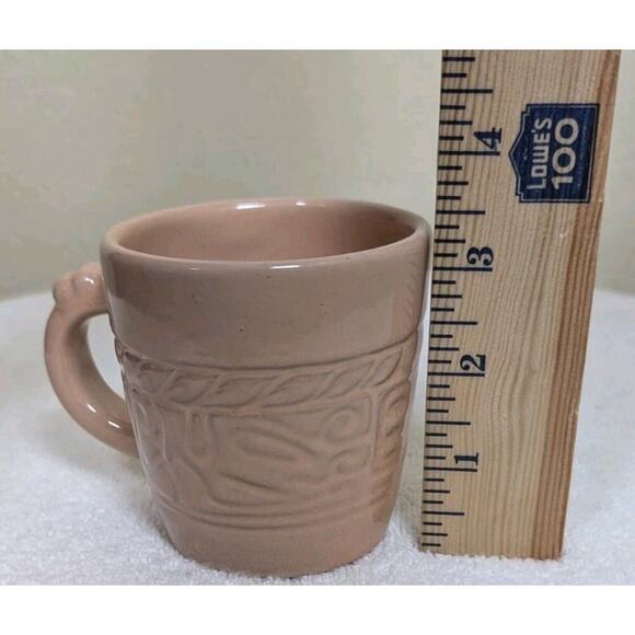 Single Vtg Frankoma Terra Cotta Pink Glazed Aztec Mayan Designed Coffee Mug/Cup - Picture 7 of 9